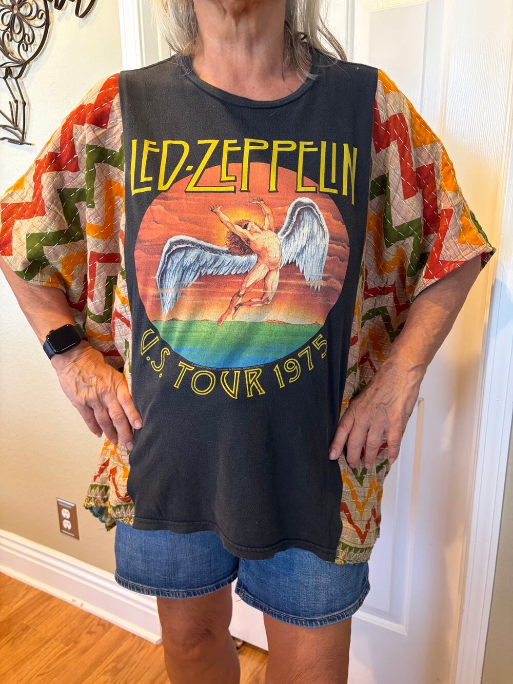 Led Zeppelin Upcycled Kantha Tunic Top Shirt OS Handmade